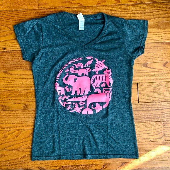 Gildan Soft Cotton Washington DC Zoo Logo Print Gray Tee Women’s Size M NWOT - Picture 1 of 7